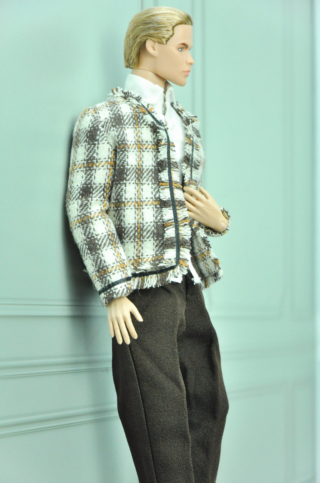 AA 90'S DAY COLLECTION | Homme doll, Monarch, fashion royalty 6.0 doll clothes - Tweed jacket, blouse and matching brown pants