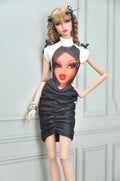 A Y2K Collection | Bratz image bodysuit with ruched black skirt for Fashion Royalty 6.0
