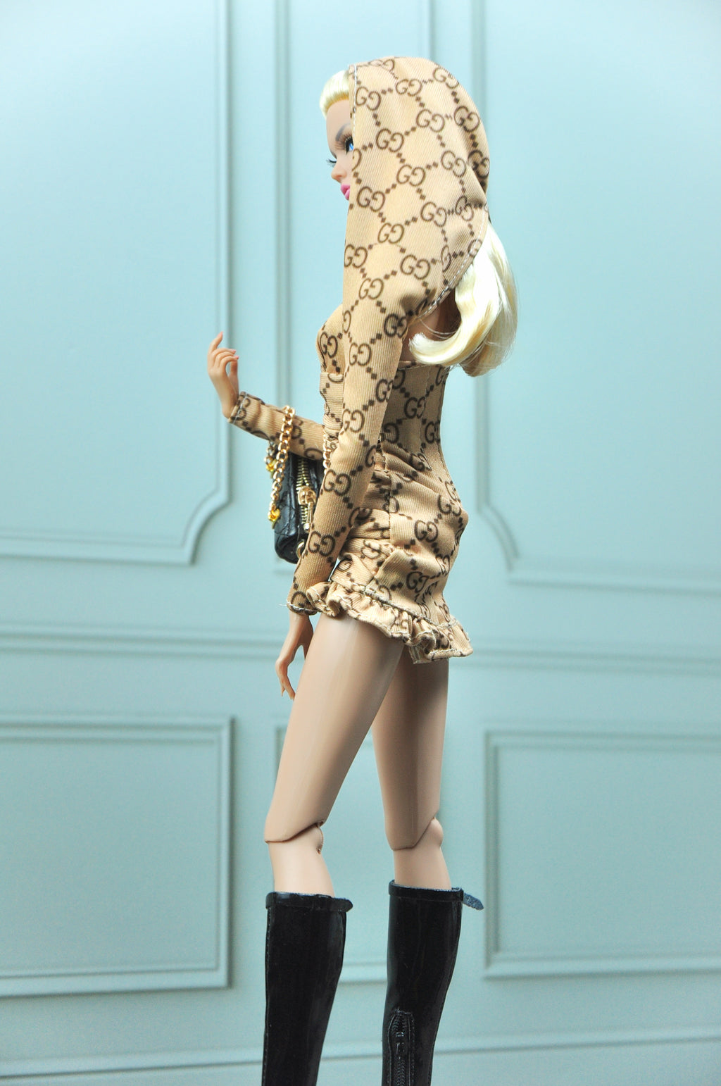 A WAVE 4| Y2K COLLECTION - Fashion Royalty doll clothes & Poppy Parker : Ruched dress with hood jacket