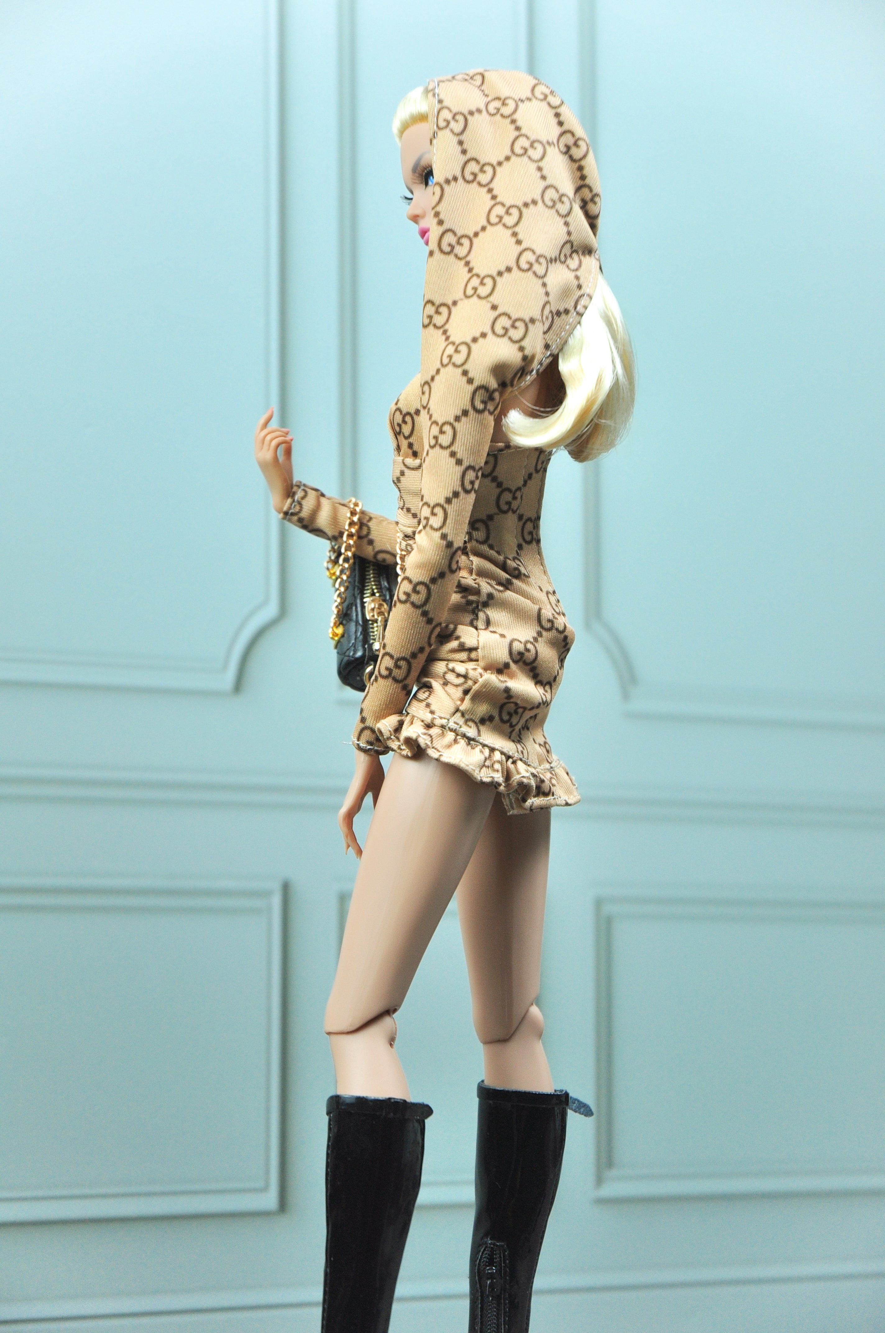 A WAVE 4| Y2K COLLECTION - Fashion Royalty doll clothes & Poppy Parker : Ruched dress with hood jacket