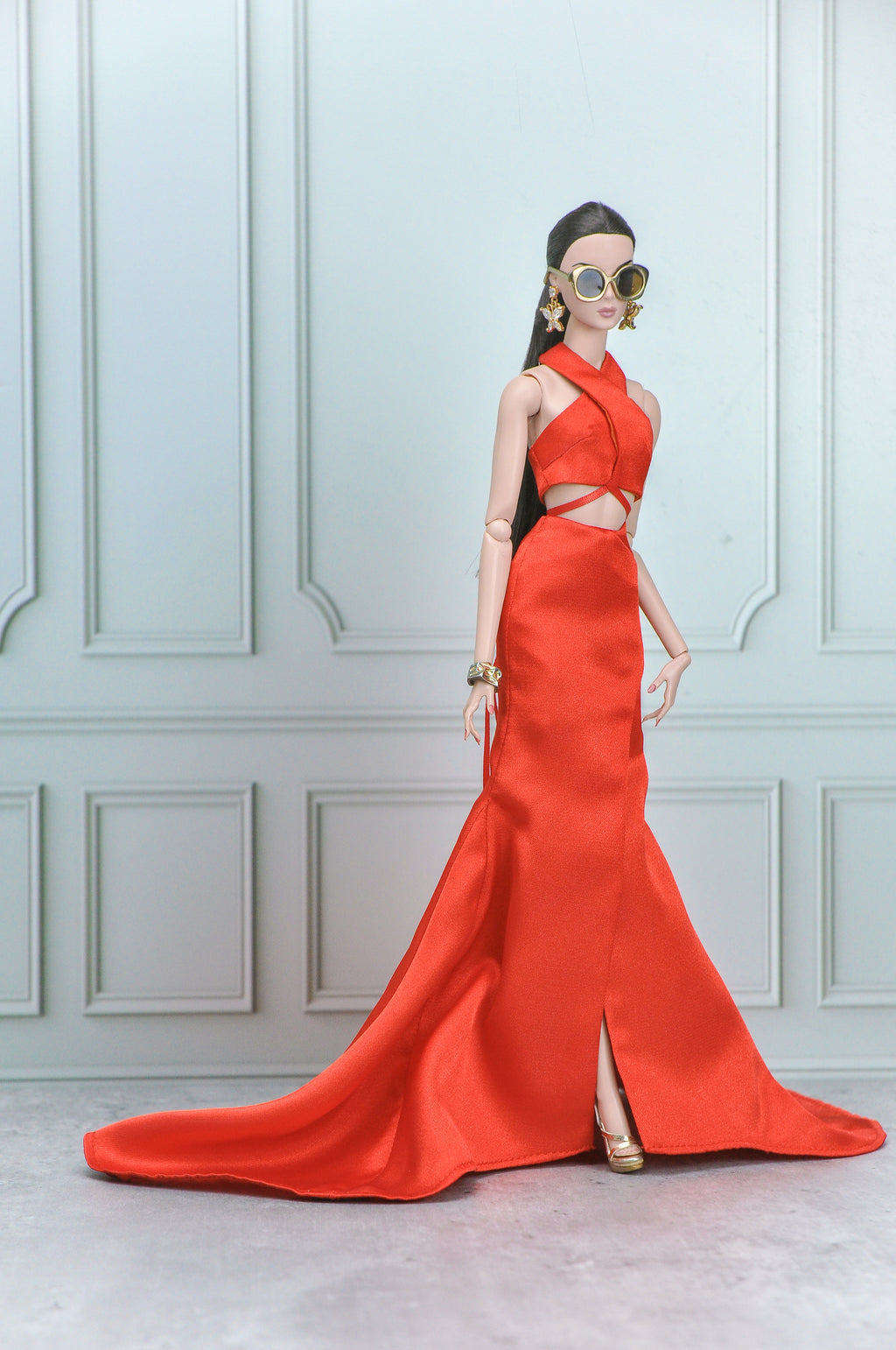 Y2K Aesthestic - Summer Never Ends - Halter neck top and matching mermaid red skirt for Fashion Royalty doll