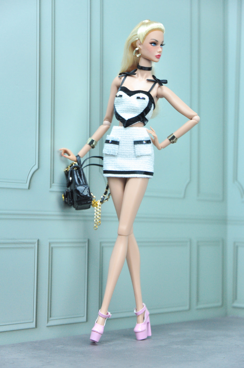 A YOUNG MAIDEN | Black & White ensemble for Fashion Royalty doll clothes & Poppy Parker doll