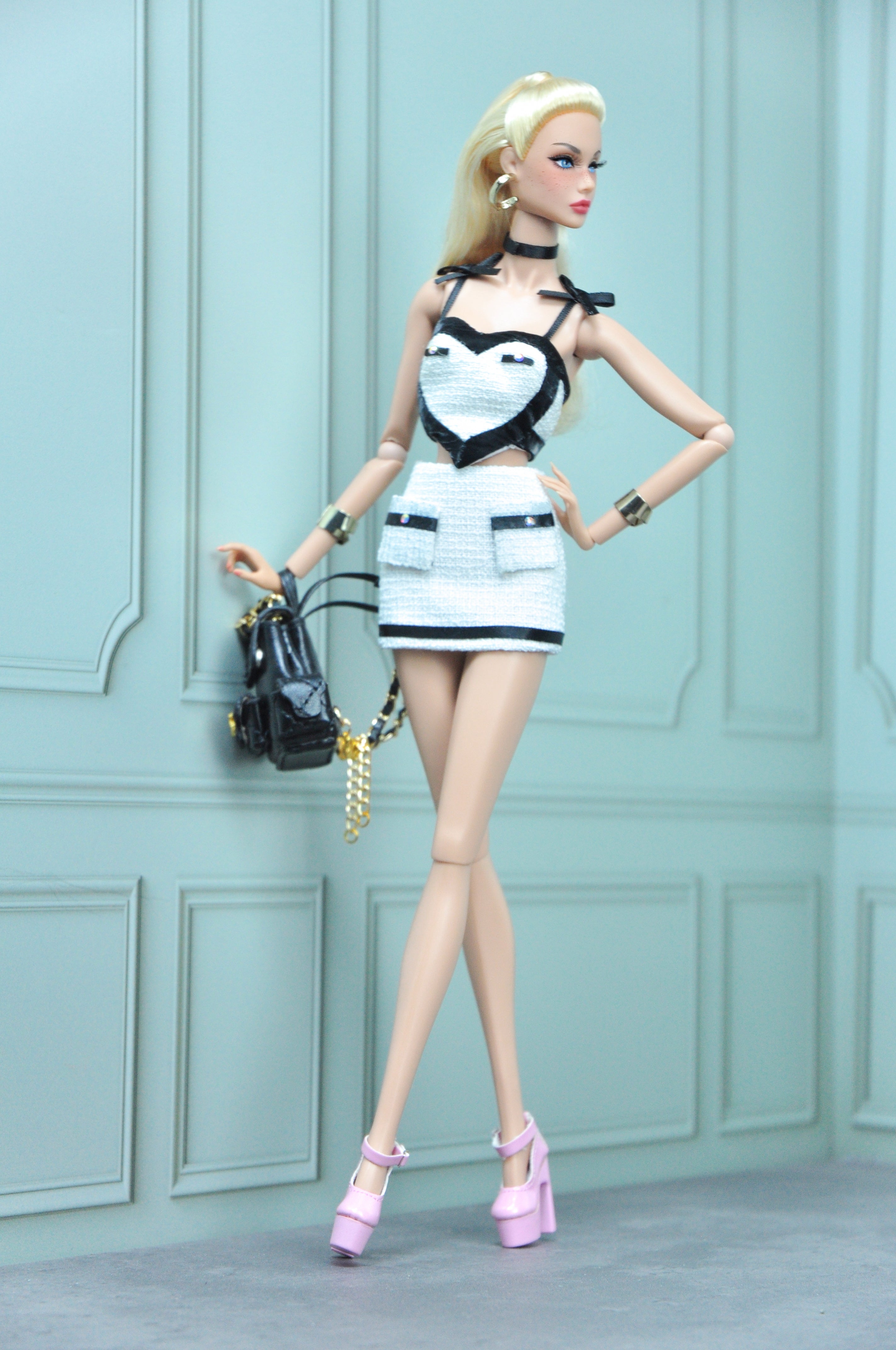 A YOUNG MAIDEN | Black & White ensemble for Fashion Royalty doll clothes & Poppy Parker doll