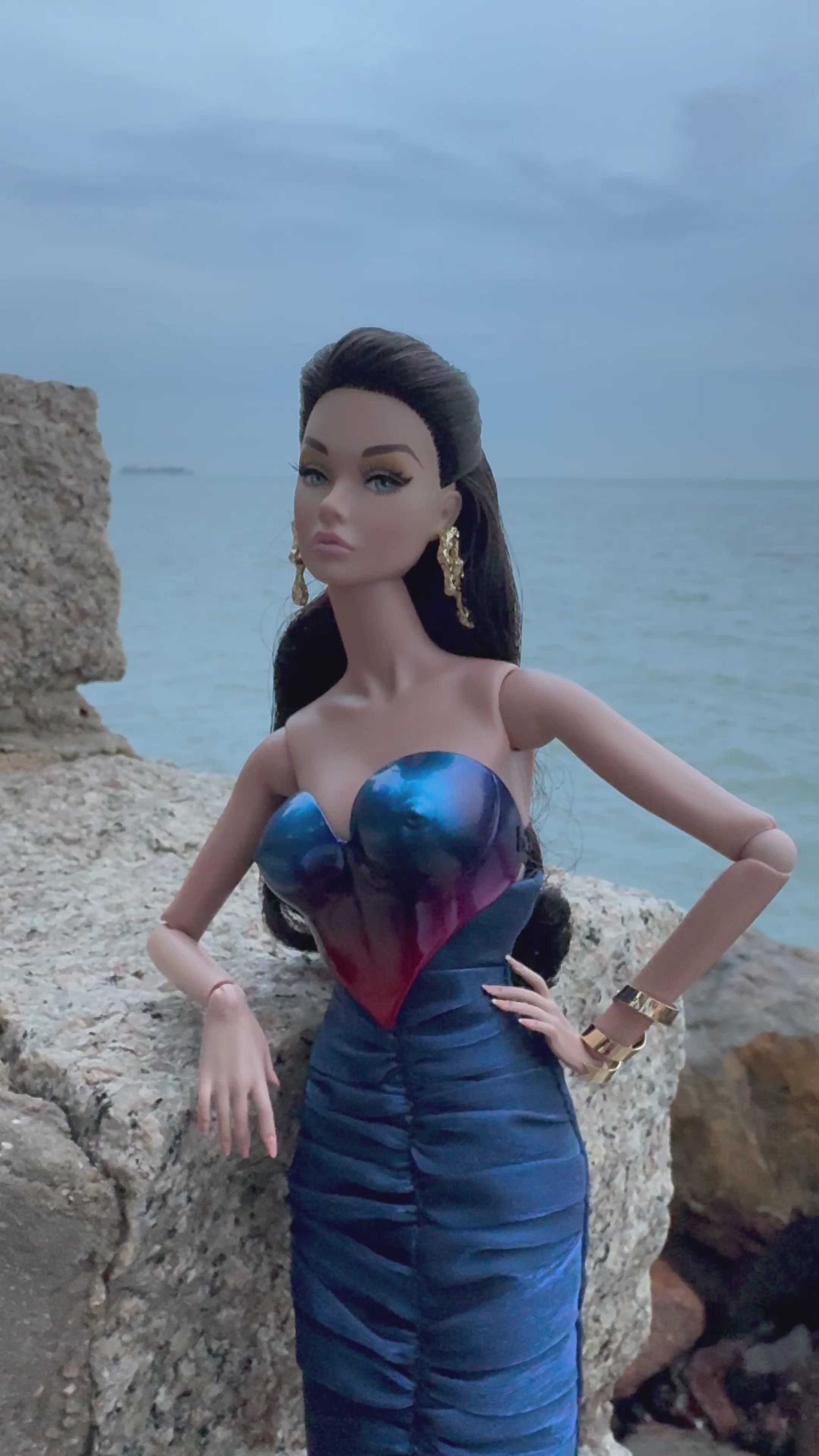 Siren Suit - 3D printed with pleated high waist skirt for Fashion Royalty 6.0 and NU FACE